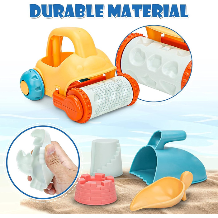 Sanlebi Sand Toy Set, Kids Sandbox Toy with Bucket, Sand Molds, Mesh Bag Beach Outdoor Games for Boys Girls