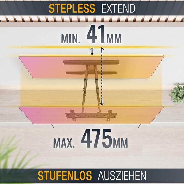 Кріплення для телевізора RICOO S9544: поворотне та нахильне, для телевізорів 40-65 дюймів, VESA 400x400, до 45 кг, універсальне, пласке, curved