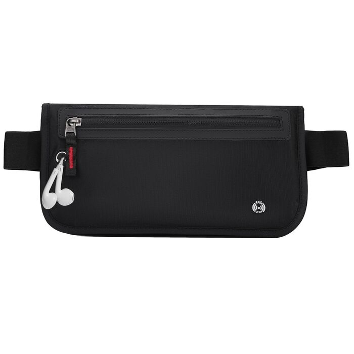 Чоловіча/жіноча поясна сумка DiULi, чорна, з RFID захистом, для подорожей, спорту та активного відпочинку