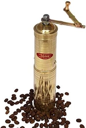 Ручний кавомолка Sozen 22,9 см, латунна, регульована, сталеві жорна, портативна, преміум-якість, для кавових зерен
