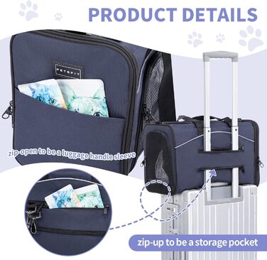 Транспортна сумка Petsfit для котів та собак | Авіапереліт, авто, поїзд | Синя, середній розмір