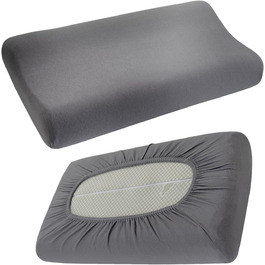 Black Forest Fox Camper Orthopedic Visco Neck Support Pillow Set with 1 Aloe Vera Cover & 1 Cotton Pillowcase, grey | Oeko-TEX (Campovolo-Grey, Visco Pillow Cover 2 Pieces 30 x 60)