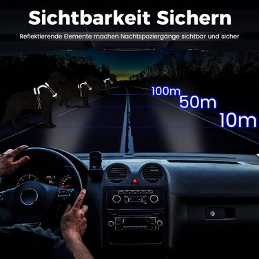 Шлейка для собак Funfox, середнього розміру, анти-тяга, регульована, з ручкою та світловідбиваючими смугами, чорна, L