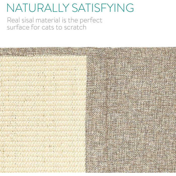 Navaris Cat Scratch Mat Scratch Protection Sofa - Sisal Scratch Rug 130 x 45 cm for Cat - Couch Cat Scratch Mat - also suitable for dogs - (Light Brown - white)