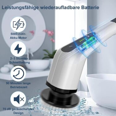 Електрична щітка для прибирання бездротова з 9 змінних насадок, 2 швидкості. Електричний очищувач ванни з регульованою ручкою для ванної, кухні, авто, підлоги