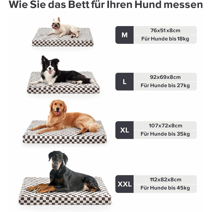 JOEJOY Extra Large Orthopedic Dog Bed, Extra Large Washable Cat Bed Dog Cushion with Memory Foam Washable Removable Waterproof Lining Orthopedic Dog Bed Gray (L 112 x W 82 x H 8 cm, Chocolate)