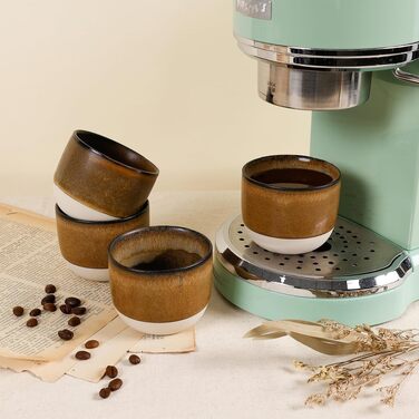 Набір керамічних чашок для еспресо Nespresso, двостінні глазуровані чашки демітас, 4 шт, 60 мл (Коричневий)