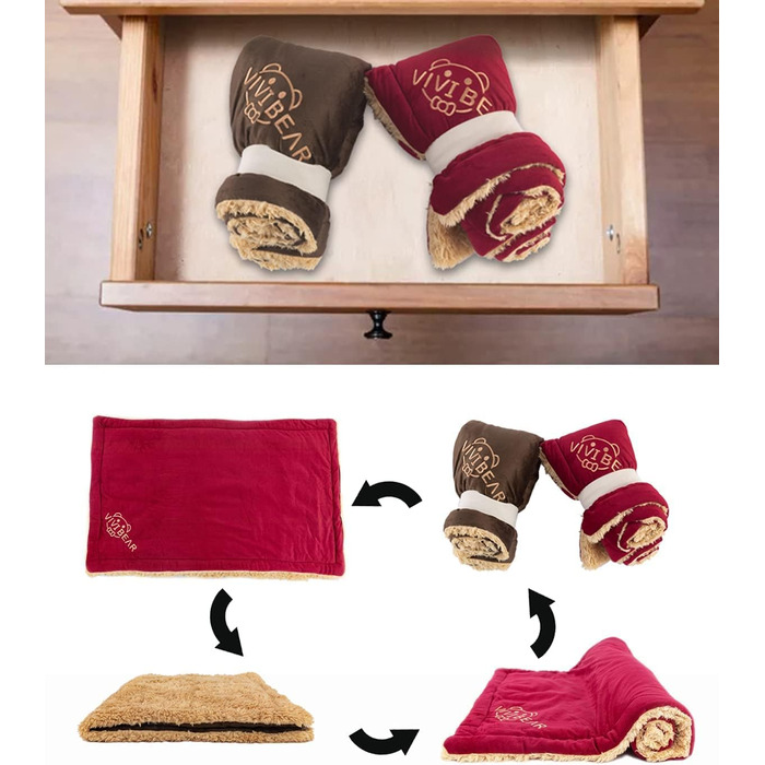 Килимок для собак Comfy, великі породи - миючий, плюшевий, стильний, 110x70 см, червоний