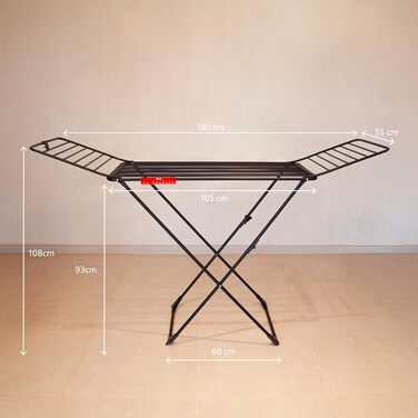 Сушарка для білизни Vileda King з мотузкою 20 м, тримач для дрібних речей, білий/чорний