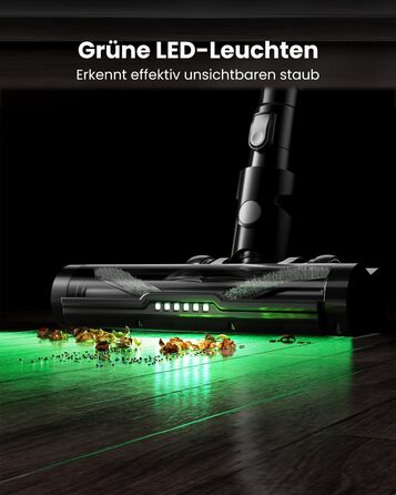 Бездротовий пилосос Proscenic P13: потужний акумуляторний пилосос з 45KPa, 550W, 45 хвилин роботи, сенсорний екран, зелене підсвічування, док-станція, 1.2L, видалення шерсті тварин, для килимів та твердих поверхонь