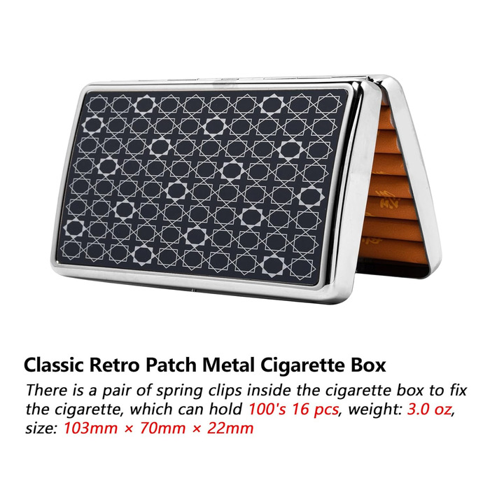Металеве тютюноприладдя в ретро стилі: захисний кейс для сигарет на 20 шт (100mm) - чоловічий/жіночий