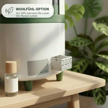 WOHLGRÜN Tau360: Ультразвуковий зволожувач повітря 5L з аромадифузором, гігростатом, нічним світлом, для спальні, дитячої кімнати, рослин