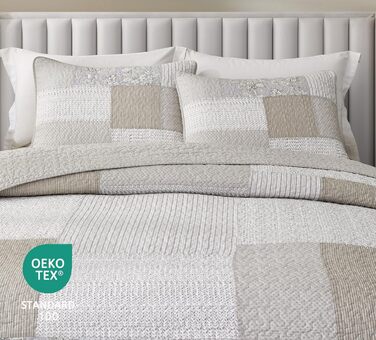 Комплект ковдр Chezmoi Collection Quinn: 3 шт. з квітковим патерном гібіскус, смугастий, з бавовни, легко переться, розмір Queen