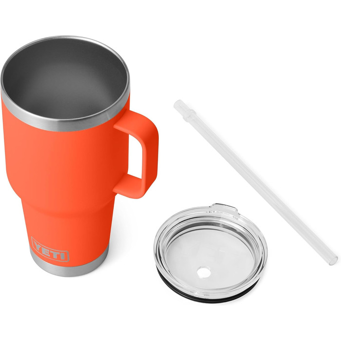 YETI Rambler 35 oz Stainless Steel Vacuum Insulated Straw Mug with Stronghold Lid (Papaya)