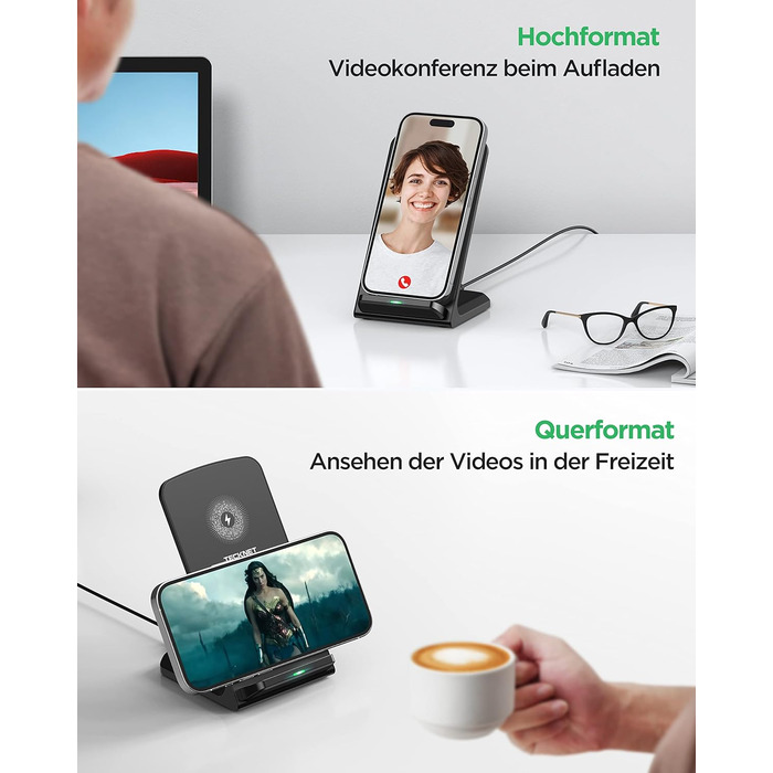Бездротовий зарядний пристрій TECKNET, складаний, швидка зарядка для iPhone 17/16/15/14/13/12/11/Pro Max, Apple Watch Ultra/11-3/SE, AirPods Pro 3-2/4-2, чорний