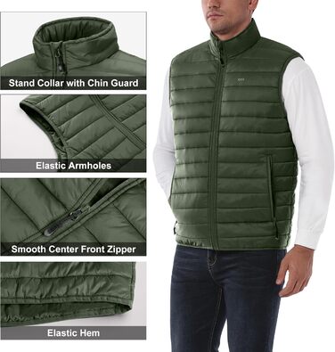 Стьобана жилетка чоловіча туристична 3XL, армійсько-зелена. З капюшоном, 5 кишень, для бігу, гольфу, походів, їзди на коні.