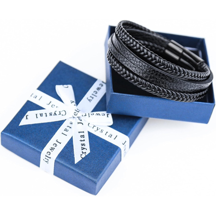 Чоловічий шкіряний браслет, чорний, коричневий, синій, плетіння, 21 см, подарунок для чоловіків, браслет для тата, День батька