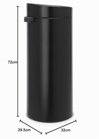 Сміттєвий відер Brabantia Touch Bin з виймаю одним пластиковим контейнером, 30 л, чорний (Schiere Freude)