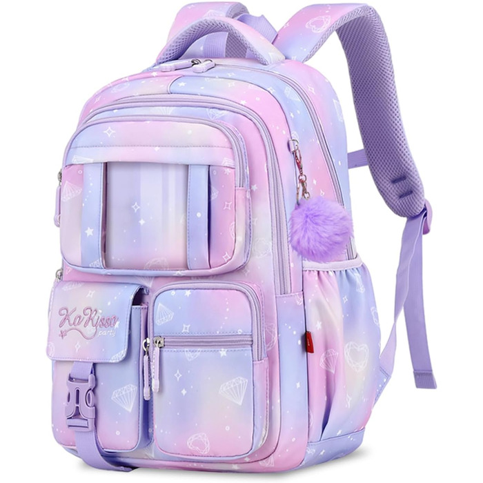 Рюкзак для дівчинки Tanou, 1-4 клас, дитячий шкільний рюкзак, водонепроникний, фіолетовий