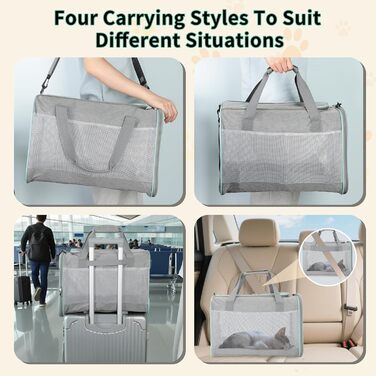 Транспортна сумка Cozary для котів та собак, переноска для тварин, сіра (44x30x30 см)