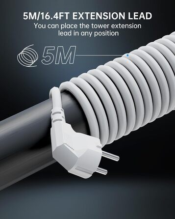 Многорозеткова мережева панель Sameriver з 4 USB, захист від перенапруги, з вимикачем, 8 розеток, 5 м, біла