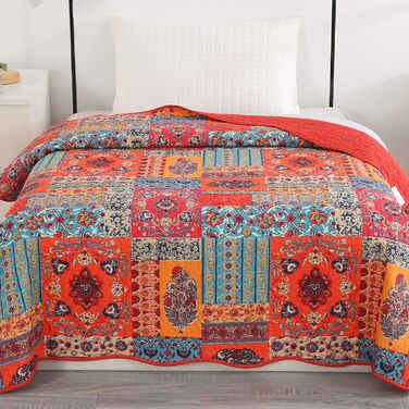 Qucover Pillowcase Set of 2, 50x75cm, Cotton+Microfiber Pillow Covers Colorful, Boho Pillowcase 50x75cm, Pillow Cover with Patchwork Pattern, Decorative Pillowcase for Sofa Bedroom Living Room 75 x 50 cm, 2 Pieces
