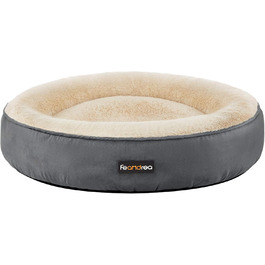 Кругле ліжко для собак та котів Feandrea, діаметр 70 см, темно-сірий колір, розмір 70x70x18 см