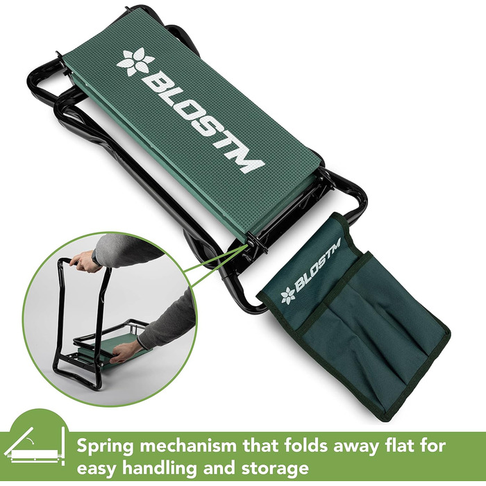 BLOSTM 2-in-1 Garden Kneeler and Seat – foldable, portable garden kneepads & garden stool with handles, thick soft foam cushion, high load capacity (up to 150 kg)