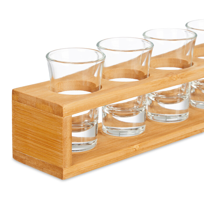 Bamboo Shot Glass Tray for 6 Glasses