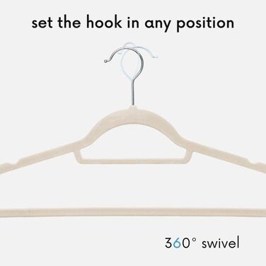 В'язки для одягу OGIVO - набір з 20 шт. - антиковзаючі вішалки для гардеробу - для краваток, з обертовим гачком 360° - з вирізами для плечей (Бежевий)