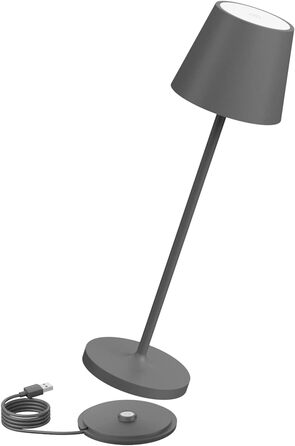 LED настільна лампа K-Bright з димуванням, акумуляторна | Внутрішнє та зовнішнє використання | Природне світло | Водостійка IP54 | 240LM | USB зарядка | Темно-сірий