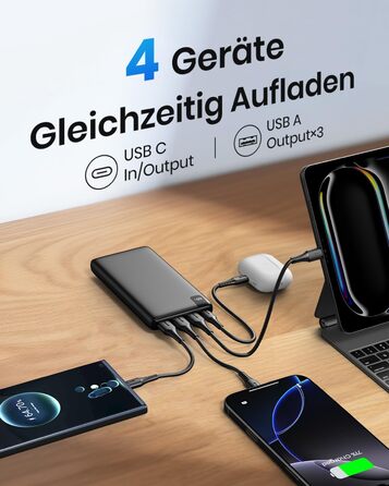 Powerbank 26800mAh з LED дисплеєм: швидка зарядка 22.5W, USB-C вхід/вихід, для смартфонів та планшетів