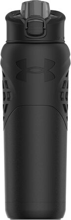 Under Armour Stainless Steel Water Bottle, Insulated, Carabiner Clip, Leak-Proof, for Kids and Adults, All Sports, Gym, 680 ml (Standard Size, Solid Black)