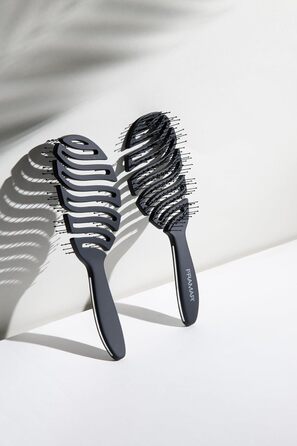 FRAMAR Щітка для волосся без заплутування - щітка для волосся, фен-щітка, щітка для сушіння, жіноча щітка, щітка для мокрого волосся, розпушувальна щітка для довгого волосся, щітка для сушіння, щітка з вентиляцією (Flex - Black)