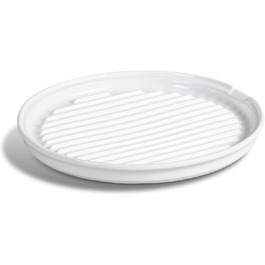 ONEMORE Speckregal, Ceramic, Speckkocher, Oven, Speckbereiter, Microwave, Meat rack for cooking crispy bacon – 25.4 cm bacon plate, white
