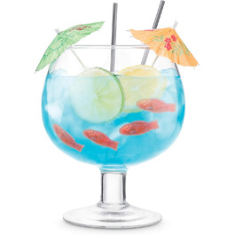 Final Touch Fishbowl Cocktail Glass XL 1.3 l | Party Margarita Daiquiri Blue Lagoon Giant Drinking Cup