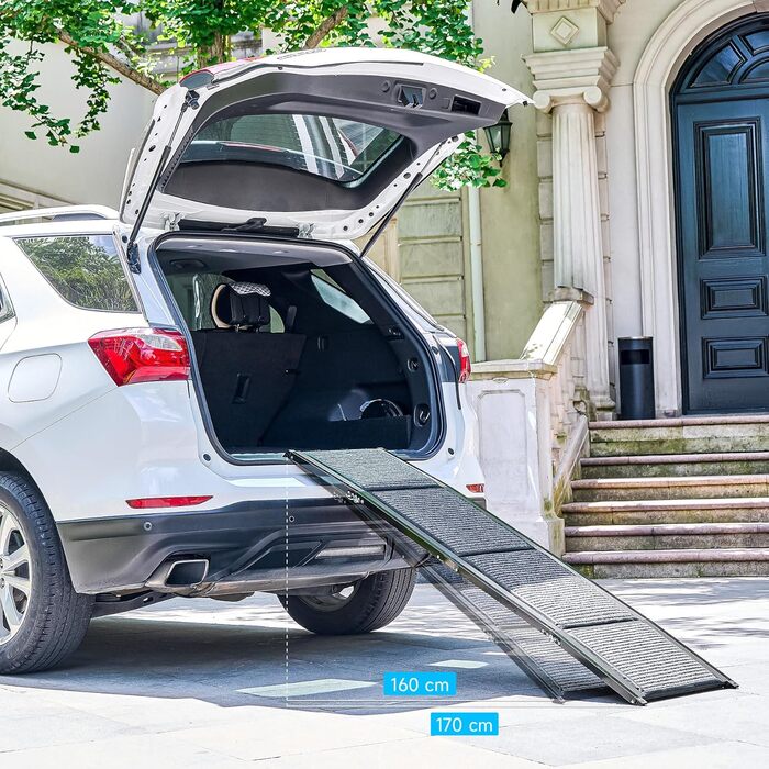 CO-Z Східці для собак, розкладні, 170 см, для легкого заїзду/сходу, до 90 кг, з антиковзким покриттям, підходять для всіх авто