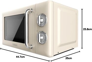 Мікрохвильова піч Cecotec Proclean 3110 Retro Beige з грилем, 700 Вт, механічне керування, 6 рівнів потужності, таймер до 30 хв, функція розморожування, ретро-дизайн, бежевий колір, сталеве покриття, серія 31 Beige