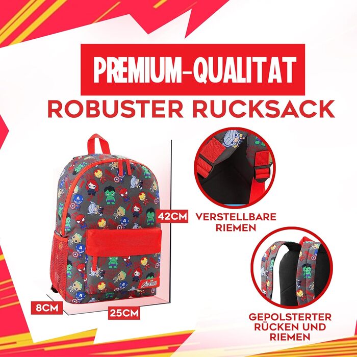 Дитячий рюкзак Marvel Spiderman з дизайном The Avengers, Iron Man та іншими героями. Ідеальний для школи та як подарунок (40x30x16cm)