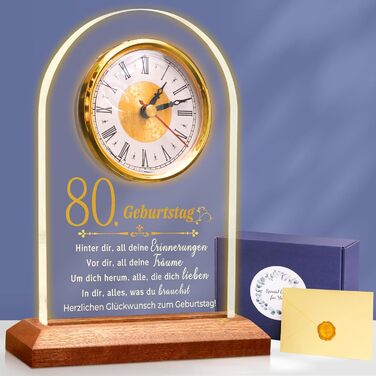 OkiyiD 80th Birthday Gifts for Women, Special Birthday Gift - Quartz Table Clock, Cool Gift Ideas, Decoration for Couples, Parents, Grandparents (80th Birthday)
