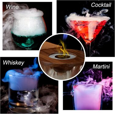 Набір для копчення коктейлів та віскі, з 4 дерев'яними стружками, подарунок на День батька, для Old Fashioned, коктейлів, віскі, бурбону, кави, м'яса, волоського горіха Saturn - волоський горіх