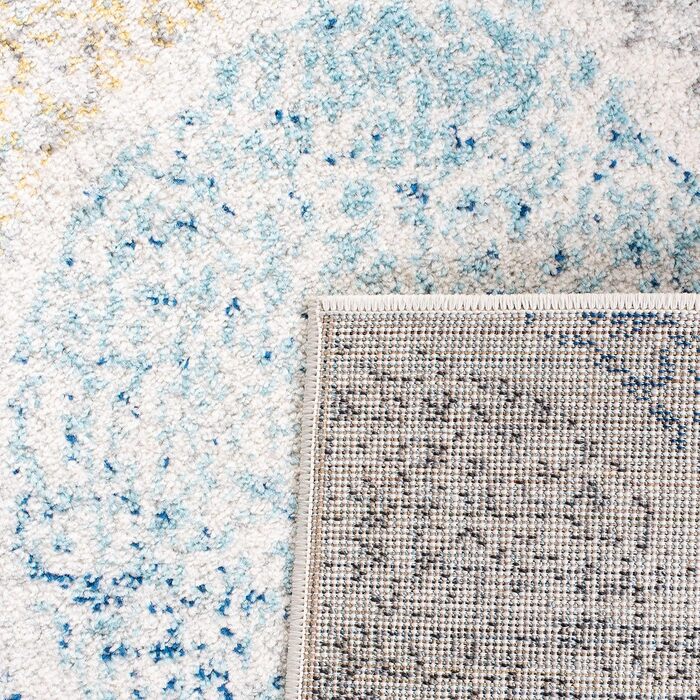 Килим SAFAVIEH Distressed для вітальні, їдальні, спальні - колекція Madison, короткий ворс, 155 x 229 см (слонова кістка та блакитний, прямокутний)