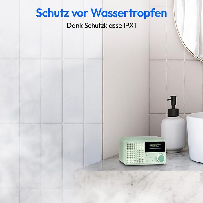 MEDION S66822 Портативне міні радіо DAB+ з Bluetooth, акумулятор до 6,5 годин, зелений колір