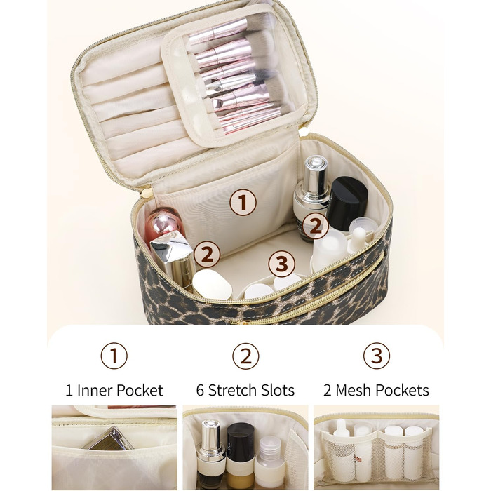 Косметичка для жінок, велика дорожня косметичка для макіяжу з відділенням для пензлів, органайзер, культові сумки з PU-шкіри, портативна сумочка для макіяжу, зелена (патент)