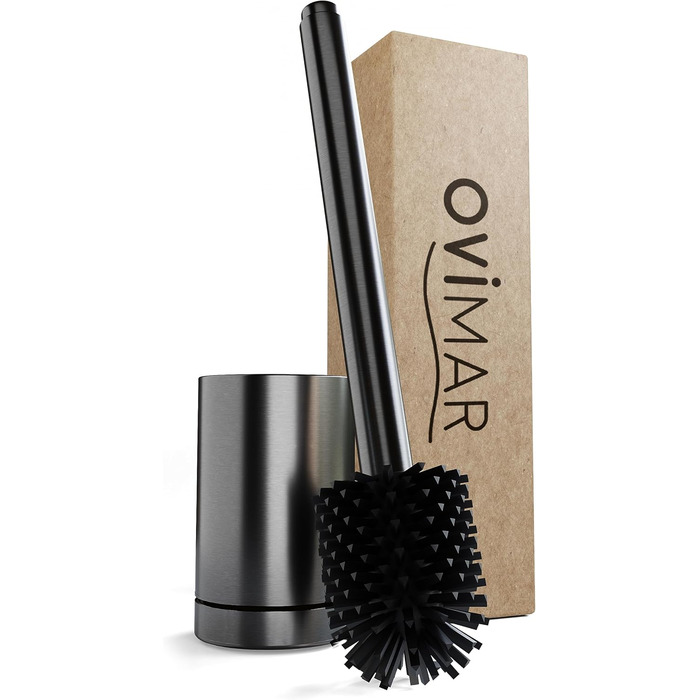 Торцева щітка для унітазу Arosund | Силіконова щітка для унітазу | З вентиляцією | Свободно стояча | Головка щітки з нержавіючої сталі | З резервуаром для мийного засобу | Знімний піддон для крапель | Щітка для унітазу (Gunmetal)