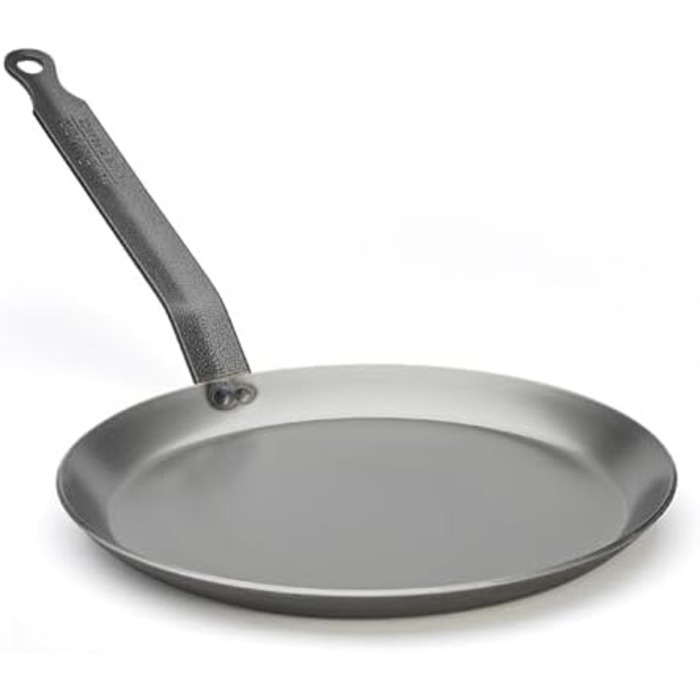 Млинцева сковорода de Buyer Carbone Plus, важка сталь, 24 см, срібляста