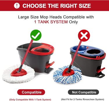 12-Pack Replacement Mops for O-Cedar Easy Wring Spin Mop, Microfiber Spin Mop Replacement Heads, Easy Mop Replacement for Cleaning