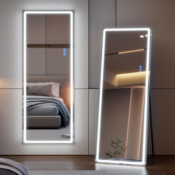 Дзеркало для тіла LVSOMT з підсвічуванням, настінне, LED, 120x40 см, для спальні, подарунок, білий