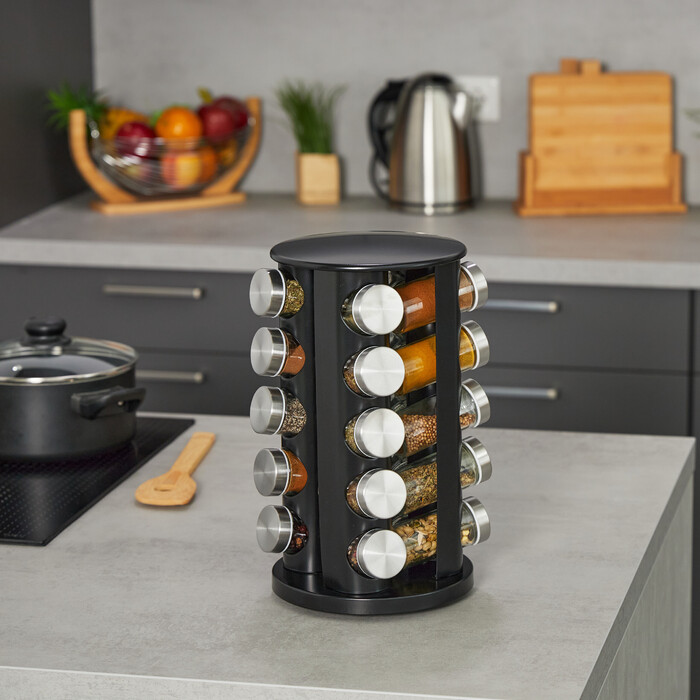 Relaxdays Stainless Steel Spice Carousel with 20 Jars