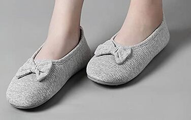 Жіночі та дівчачі балетки-халапи з бантиком, теплі та зручні домашні тапочки для дому, офісу, спальні. Розмір 39/40 EU, сірий колір.